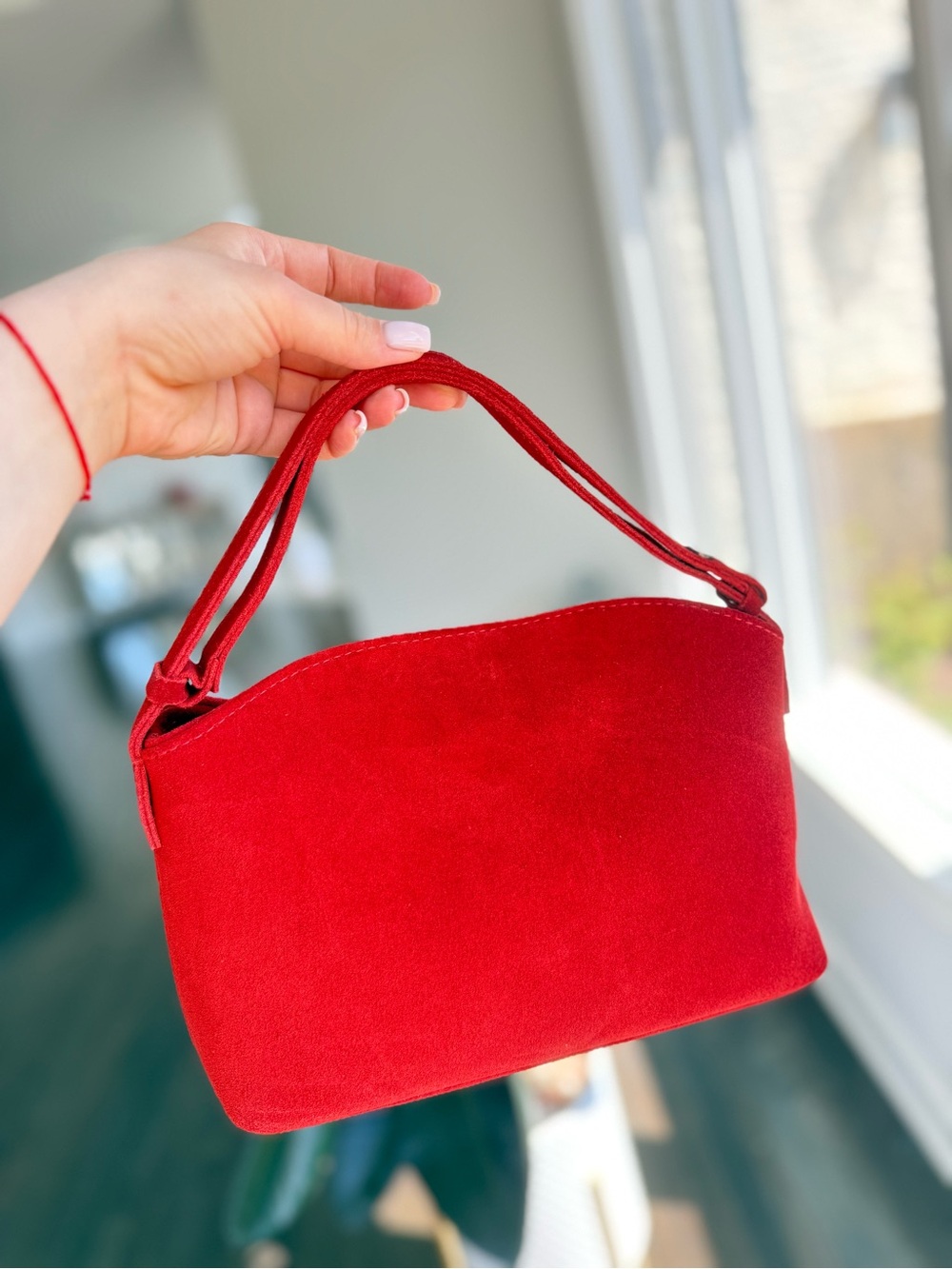 Red Suede Shoulder Bag - Women